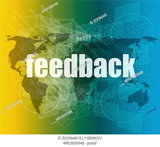Information technology IT concept: words Feedback on screen vector quotation marks with thin line speech bubble. concept of citation, info, testimonials, notice