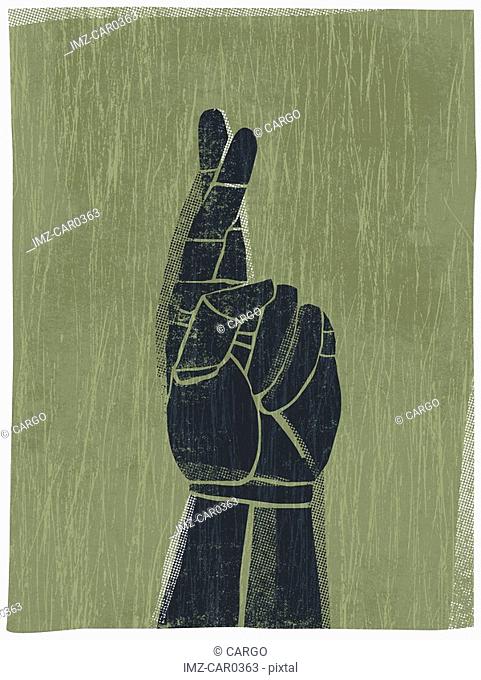 Illustration of a hand with its fingers crossed
