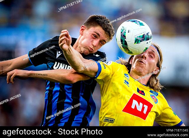 Club's Jorne Spileers and KA Akureyri's Joan Edmundsson fight for the ball during a soccer game between Belgian Club Brugge KV and Iceland's Knattspyrnufelag...