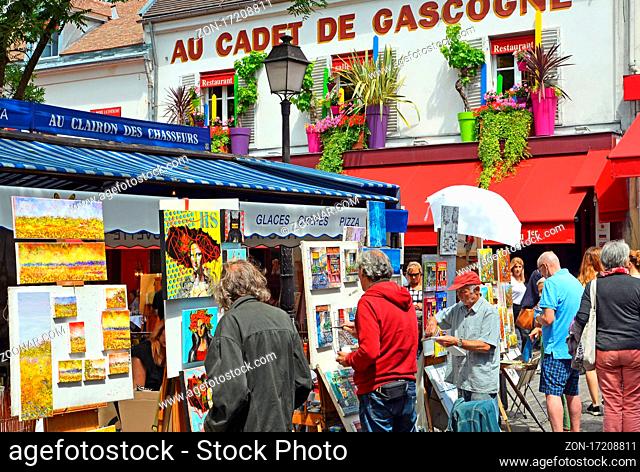Butte Montmartre, Place du Tertre, artists stands, pictures, souvenirs, art, restaurants