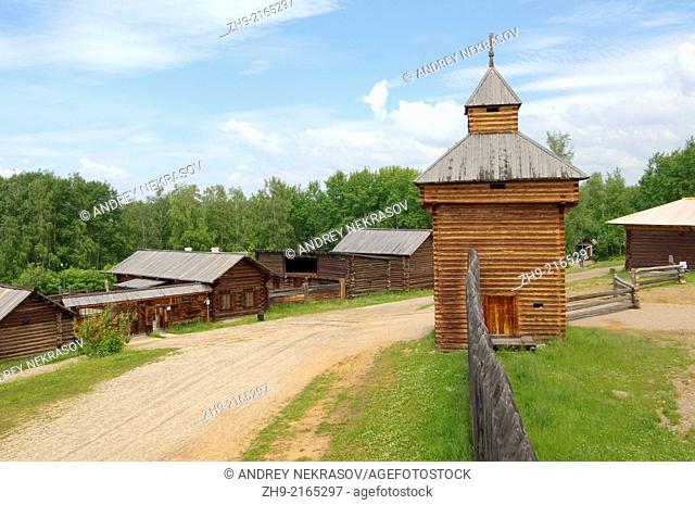 Spassky passable tower of the Ylym jail, 1667. ""Taltsa's"" (Talzy) - Irkutsk architectural and ethnographic museum. , Baikal, Siberia, Russian Federation