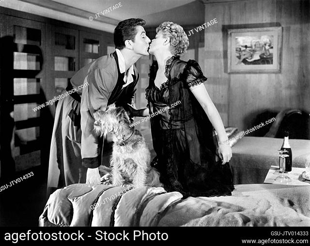 Farley Granger, Shelley Winters, on-set of the Film, Behave Yourself!, RKO Radio Pictures, 1951