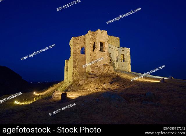 ruins of La Estrella castle in Teba at night, Malaga. Andalusia, Spain