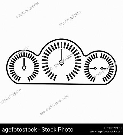 Dashboard car panel speed display with gauge contour outline line icon black color vector illustration image thin flat style simple