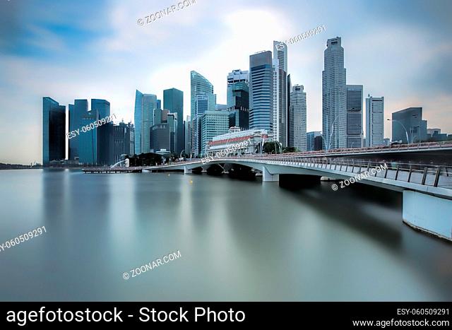 Singapore city skyline and the jubilee bridge