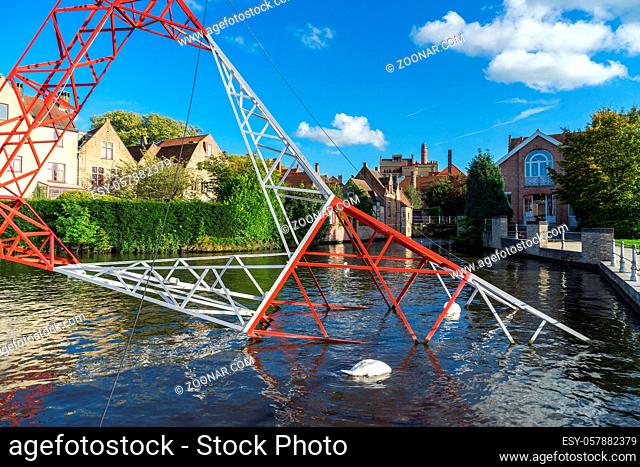 Pylon in the Canal in Bruges