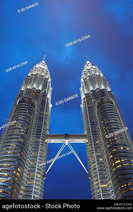 The Petronas Towers, once the highest buildings in the world at 1, 483 feet high, were eclipsed in height by Taipei 101, in Taiwan
