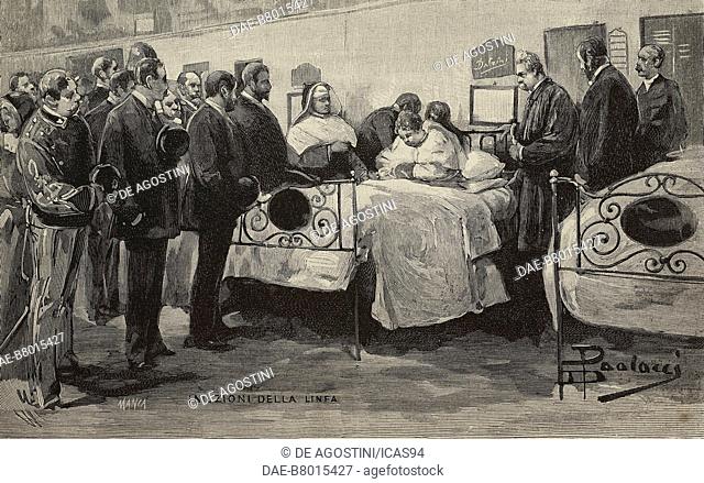 Experiments using Robert Koch's lymph method being done by Dr Baccelli on a tuberculosis patient at the Santo Spirito hospital, Rome, Italy