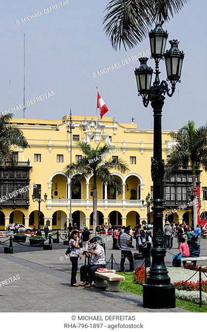 Municipal Palace of Lima, Plaza de Armas, Lima, Peru, South America