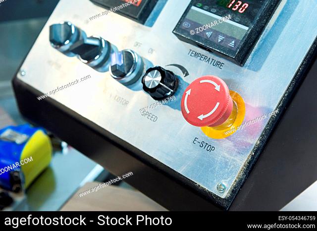 Close-up Technical display on the control panel with electrical appliances, backlight