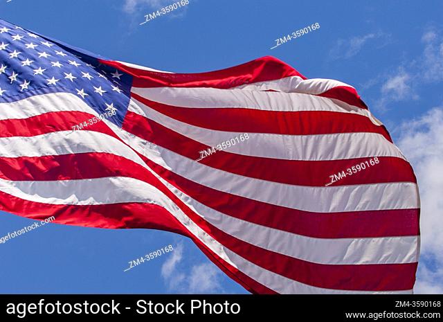 The American national flag in Coeur d'Alene, Idaho, USA