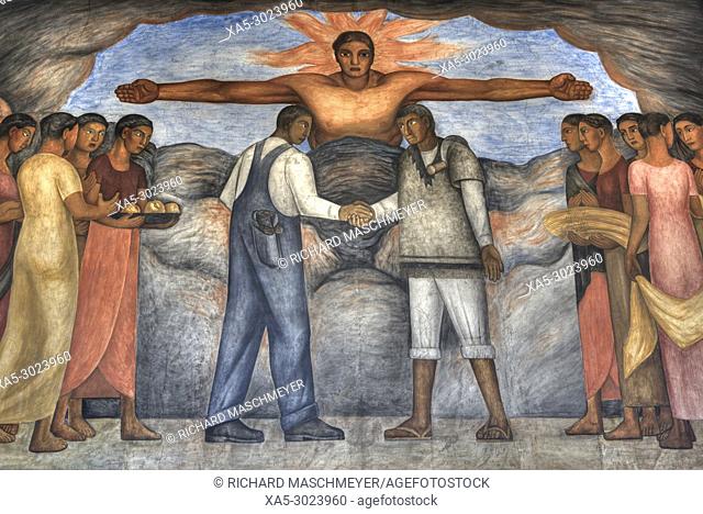 Wall Mural, ""Fraternity"", Painted by Diego Rivera, 1928, Secretariate of Education Building, Mexico City, Mexico