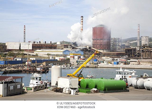 View of the port and the industrial area, Piombino, Tuscany, Italy, Europe