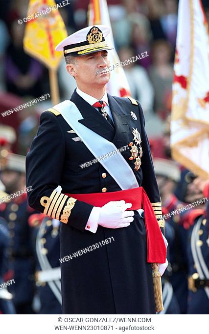 The Spanish Royal family and members of Spanish Parliament attend Spain's National Day parade in Madrid Featuring: King Felipe VI Where: Madrid