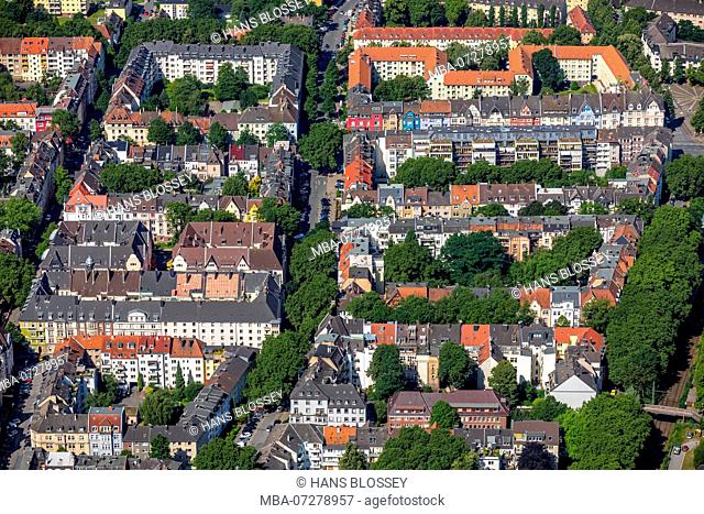 Kreuzviertel, Neuer Graben, perimeter block development, street block, residential area, Dortmund, Ruhr area, North Rhine-Westphalia, Germany