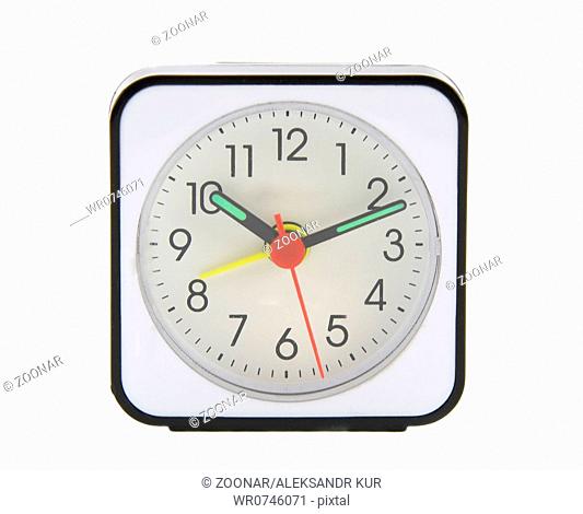 Modern alarm clock isolated over white