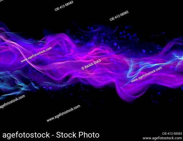 Abstract vibrant purple wave pattern on black background