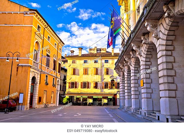 Colorful street in Udine landmarks view, Friuli-Venezia Giulia region of Italy