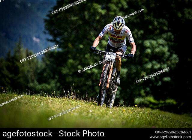 Colombia's Hector Leonardo Paez Leon in action during the first stage of MTB stage race Alpentour Trophy in Schladming - Dachstein region, Austria, June 25