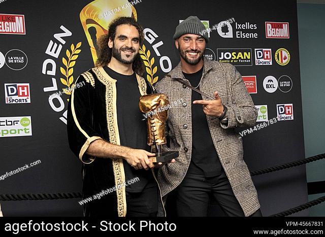director Adil El Arbi and director Bilal Fallah poses for the photographer during the Golden Gloves boxing award show, Sunday 25 September 2022 in Brussels