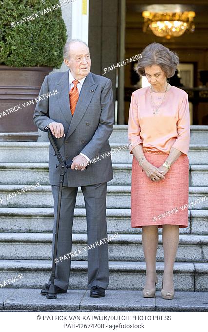 King Willem-Alexander and Queen Maxima of The Netherlands visit King Juan Carlos and Queen Sofia of Spain at Zarzuela palace in Madrid, Spain, 18 September 2013