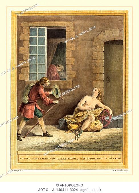 A.-J. de Fehrt after Jean-Baptiste Oudry, French (born 1723), L'homme qui court apres la fortune et l'hommequi l'attend dans son lit (The Man who Courts Fortune...