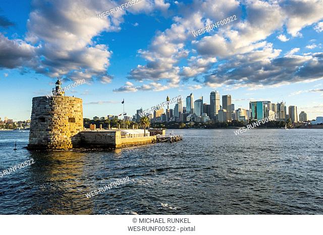Australia, New South Wales, Sydney, Sydney Harbour, Lighthouse Central Business District in the background