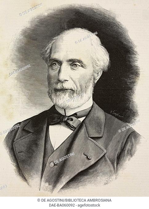 Portrait of Charles de Freycinet (828-1923), French politician and engineer, illustration after a photo by Nadar agency, from L'Illustration, year 49, no 2546