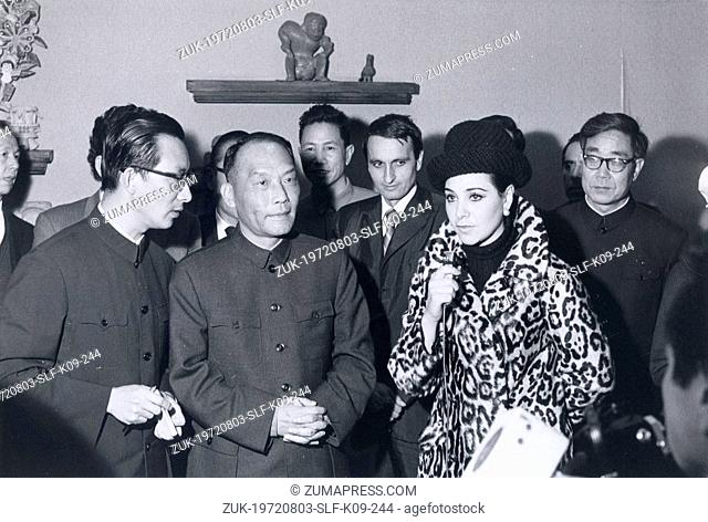 Aug 03, 1972 - Mexico City, Mexico - Chinese Ambassador HSIUNG HSIANG HUI (C) is being interviewed by OLGA CARLOTA ESCANDON on his arrival at Benito Juarez...