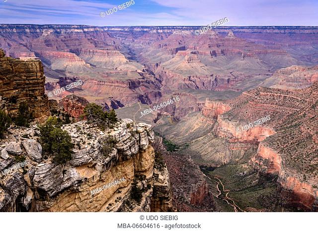 The USA, Arizona, Grand canyon National Park, South Rim, Bright Angel Trail, view from the Trailview Overlook