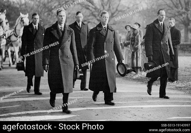 Dead King's Body leaves Sandringham for London.Left to right: The Duke of Kent, Duke of York, Earl of Harewood, King Edward VIII