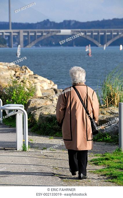 Woman walking in Brittany