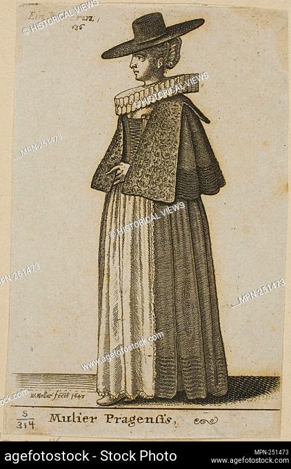 Woman from Prague - 1643 - Wenceslaus Hollar Czech, 1607-1677 - Artist: Wenceslaus Hollar, Origin: Bohemia, Date: 1643, Medium: Etching on gray Asian paper