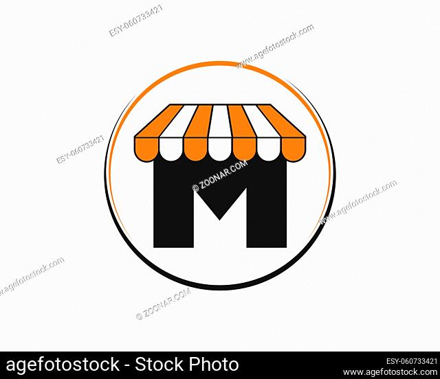 M Letter with marketplace shape logo