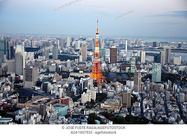 Japan-Tokyo City-Shimbashi-Tokyo Bay-Tokyo Tower-Skyline
