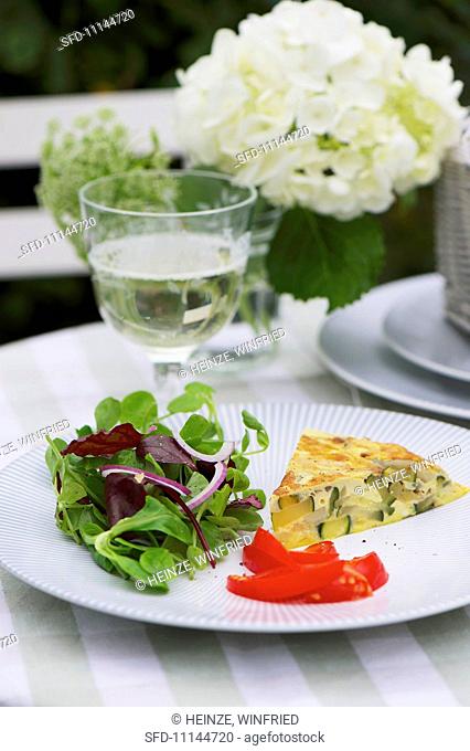 Courgette frittata with a side salad