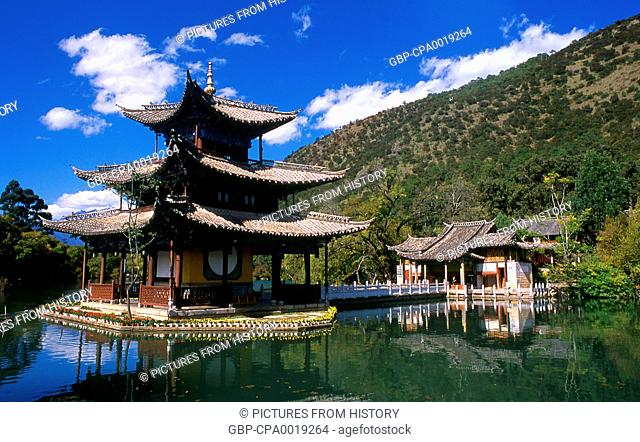 China: Moon Embracing Pavilion (Déyuè Lóu), Black Dragon Pool Park (H?ilóngtán), Lijiang, Yunnan Province