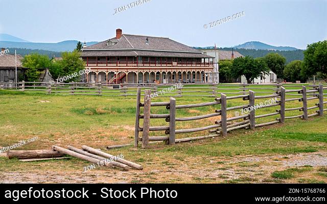 FORT STEELE, CANADA - AUGUST 9, 2019: Old buildings in the historic site of Fort Steele on August 9, 2019 in British Columbia, Canada