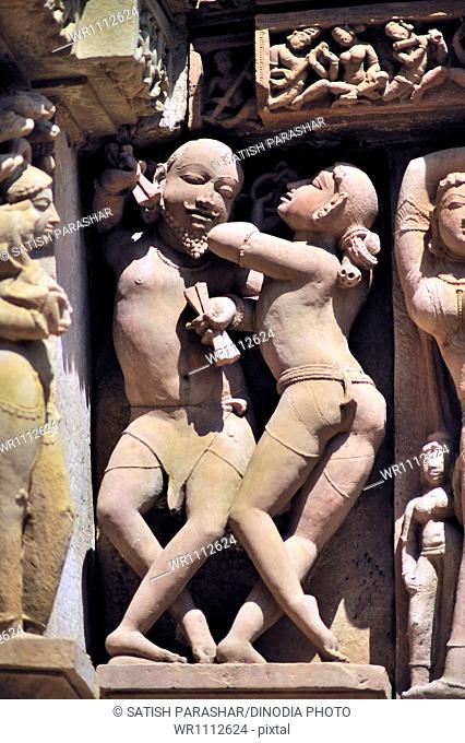 Khajuraho mithuna couples on wall of lakshmana temple madhya pradesh India
