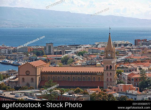 Messina, Italy - October 7, 2017: Messina Cathedral (Duomo di Messina) is a Roman Catholic cathedral located in Messina city, Sicily, Italy