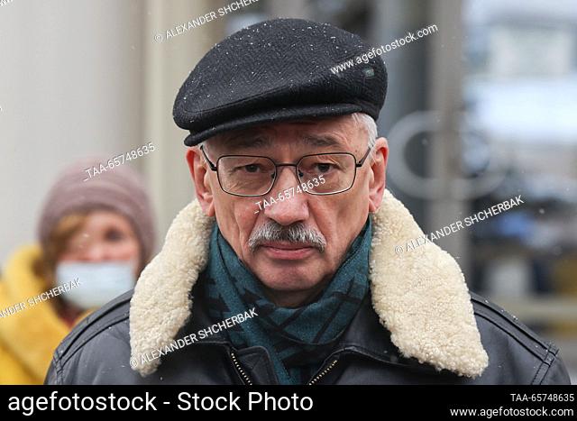 RUSSIA, MOSCOW - DECEMBER 14, 2023: Oleg Orlov, co-founder of the Memorial Russian human rights organization (declared a foreign agent in Russia and shut down...