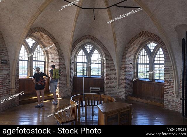 Viewing gallery of the historic church tower Lange Jan, Middelburg, Zeeland, Netherlands, Europe