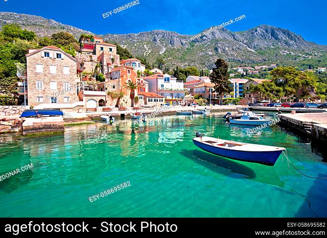 Idyllic village of Mlini in Dubrovnik archipelago view, south Dalmatia region of Croatia