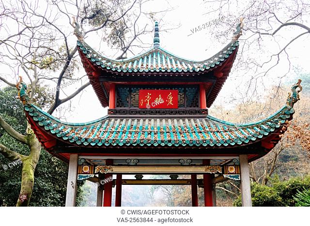 Changsha, Hunan province, China - The view of Aiwan Pavilion in the middle of woods