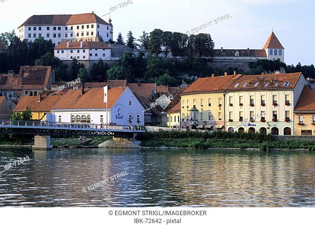 City of Ptuj at River Drau, Drava, Stajerska region, Slovenia