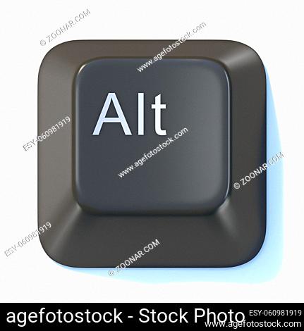 Black computer keyboard ALT key 3D render illustration isolated on white background