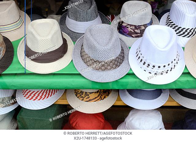 Trilby hats in a UK shop window