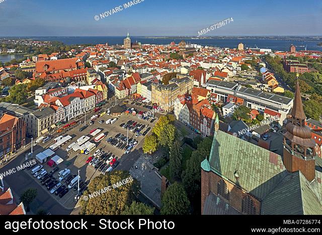 View from the Marienkirche over the old town, Stralsund, Mecklenburg-Vorpommern, Germany