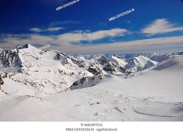 Austria, Tyrol, Stubai, Stubai glacier, top of Tyrol, view, Alpine panorama, winter