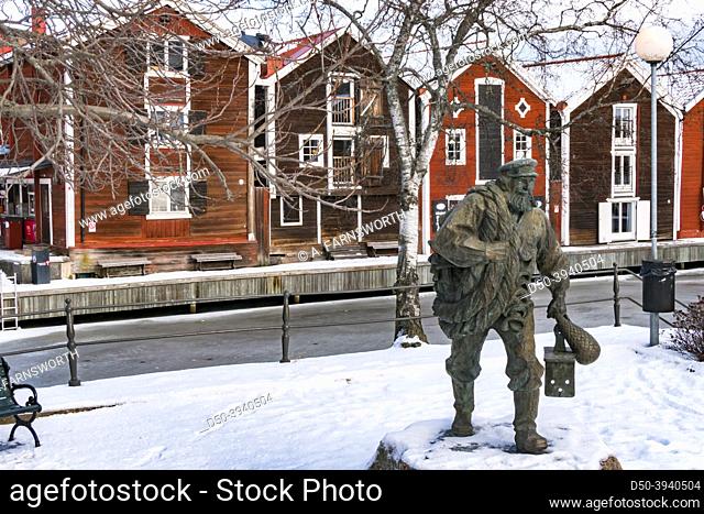 Hudiksvall, Sweden Statue of a Historical Fisherman on the SundsKanal